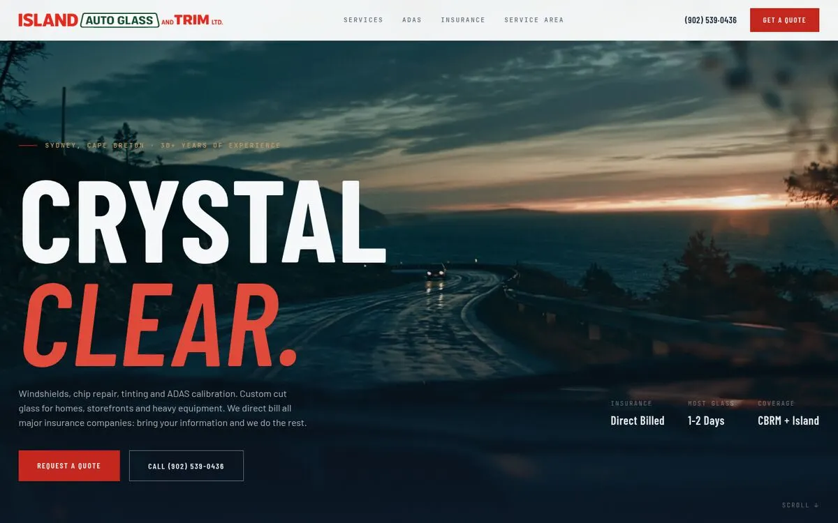 Island Auto Glass & Trim on a desktop browser