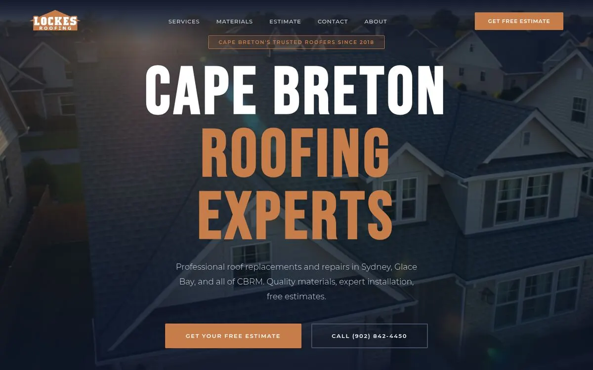 Lockes Roofing on a desktop browser